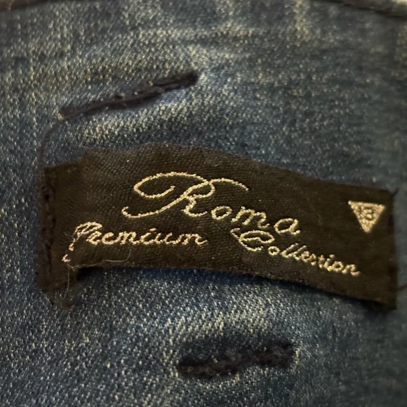 Roma Premium Size 13 Distressed Skinny Jeans Triple Button Stretch - Picture 4 of 6